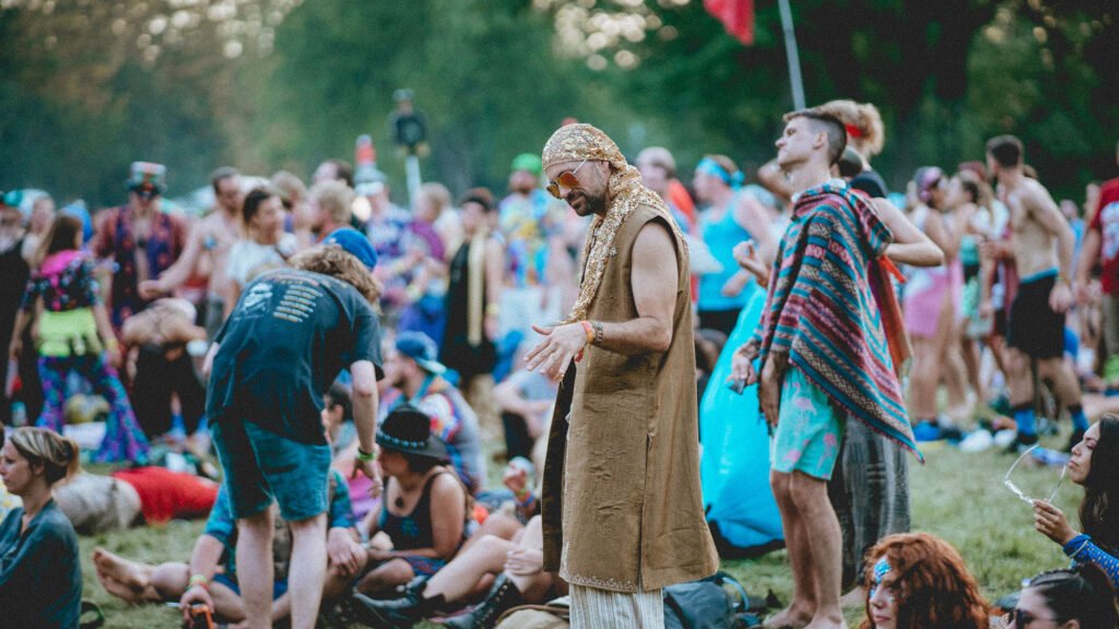 Festival goers showcasing their unique festival fashion and outfits at Electric Forest